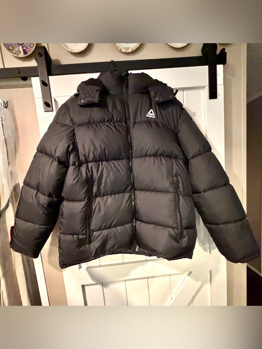 NWT Reebok 3XL Black Puffer Jacket Hooded Winter Coat
